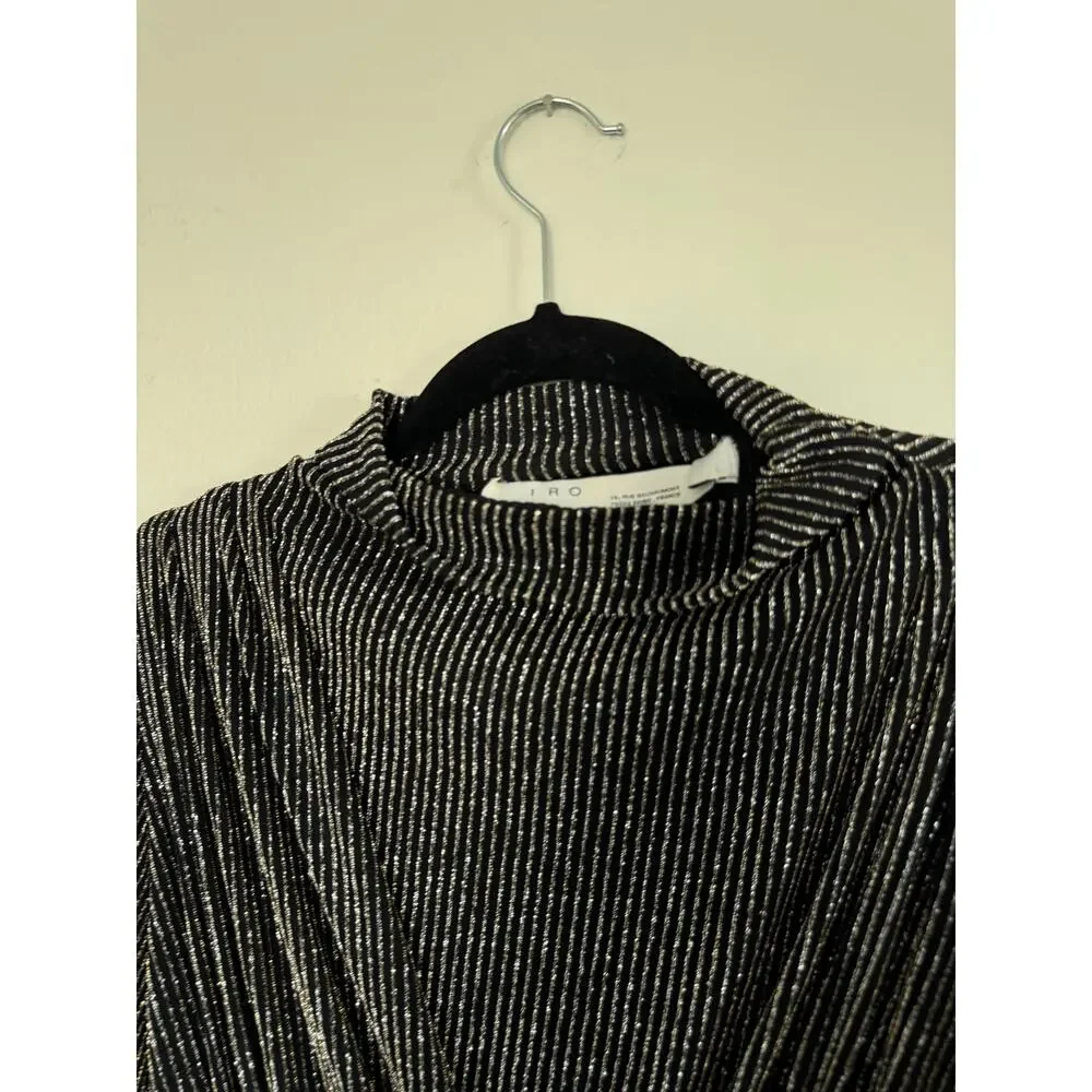 IRO Paris Shiny Ruched Absalon Black Sparkly Party Dress Size 38 FR